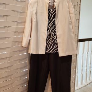 Citi Dress Three Piece suit jacket with cami and black pants. Sz 12